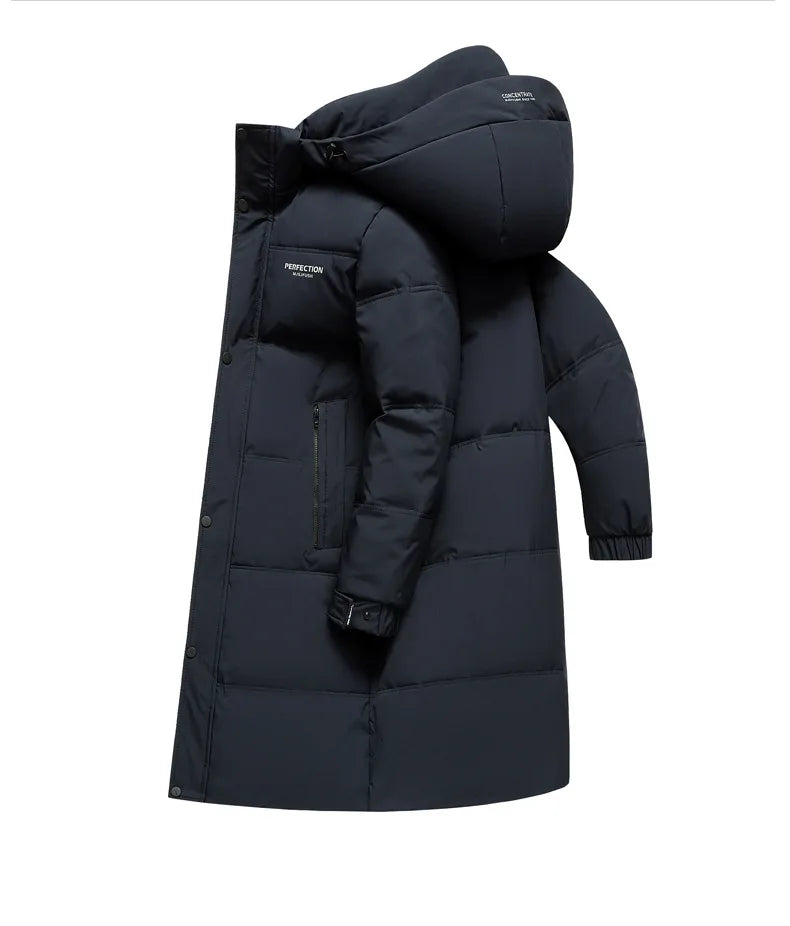 Winter Luxury Brand Men's Down Jacket Coat Parkas Padding Warm Puffer Jackets Long Man Jacket Knee Length Thickened Hooded HXY02