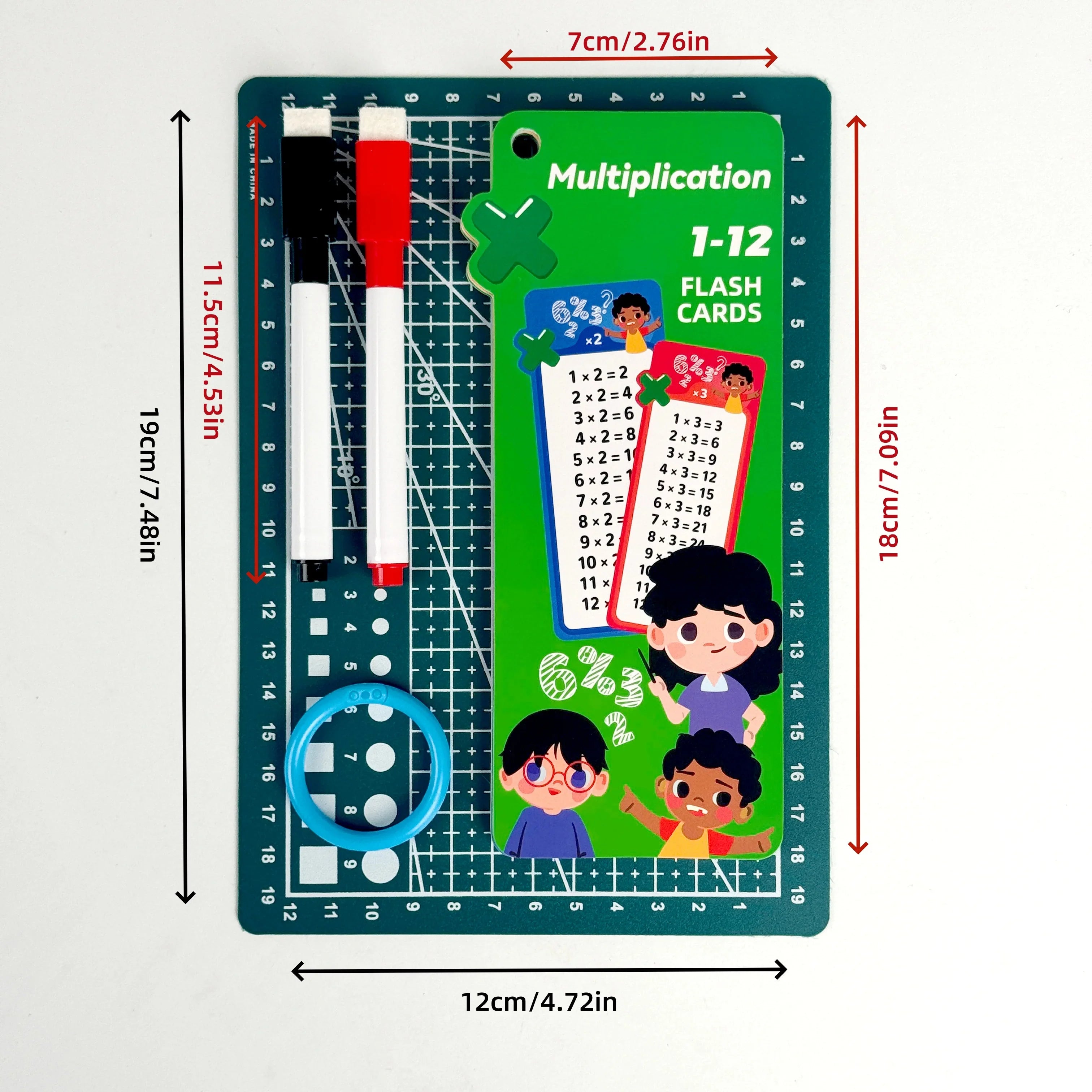 Digital Learning Flash Cards, Addition, Subtraction, Multiplication, Division, Fractions, Math Formula Memory, 15 Cards with Two Erasable Pens, Learning Toy