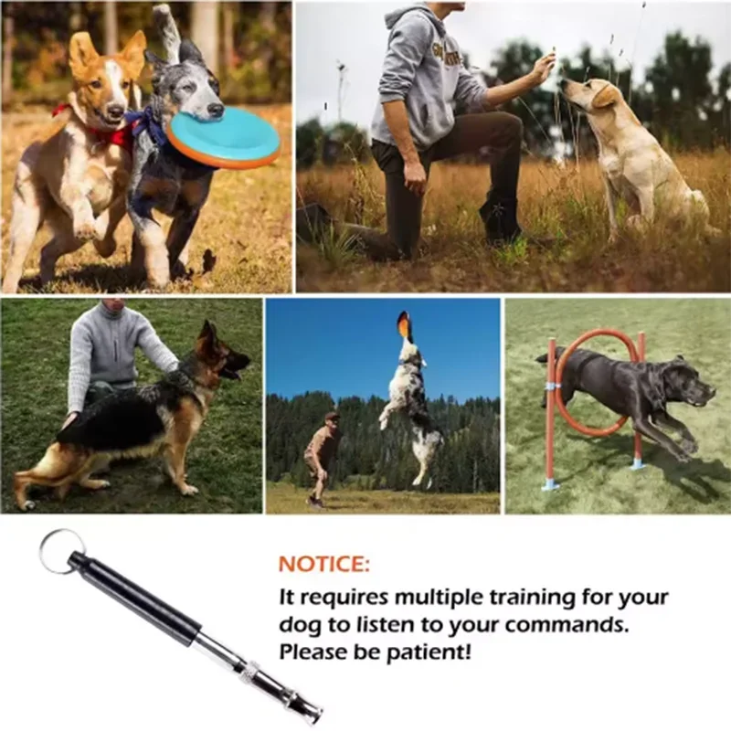 Dog Training Device Ultrasonic High-Frequency Sound Adjustable Dogs Whistle Stainless Steel Durable Pet Training Dog Whistle
