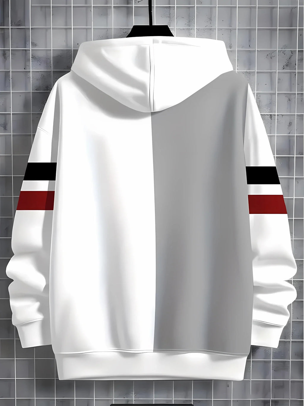 The 2025 autumn new children's casual hoodie with 3D line printing and fashionable color-blocking pullover