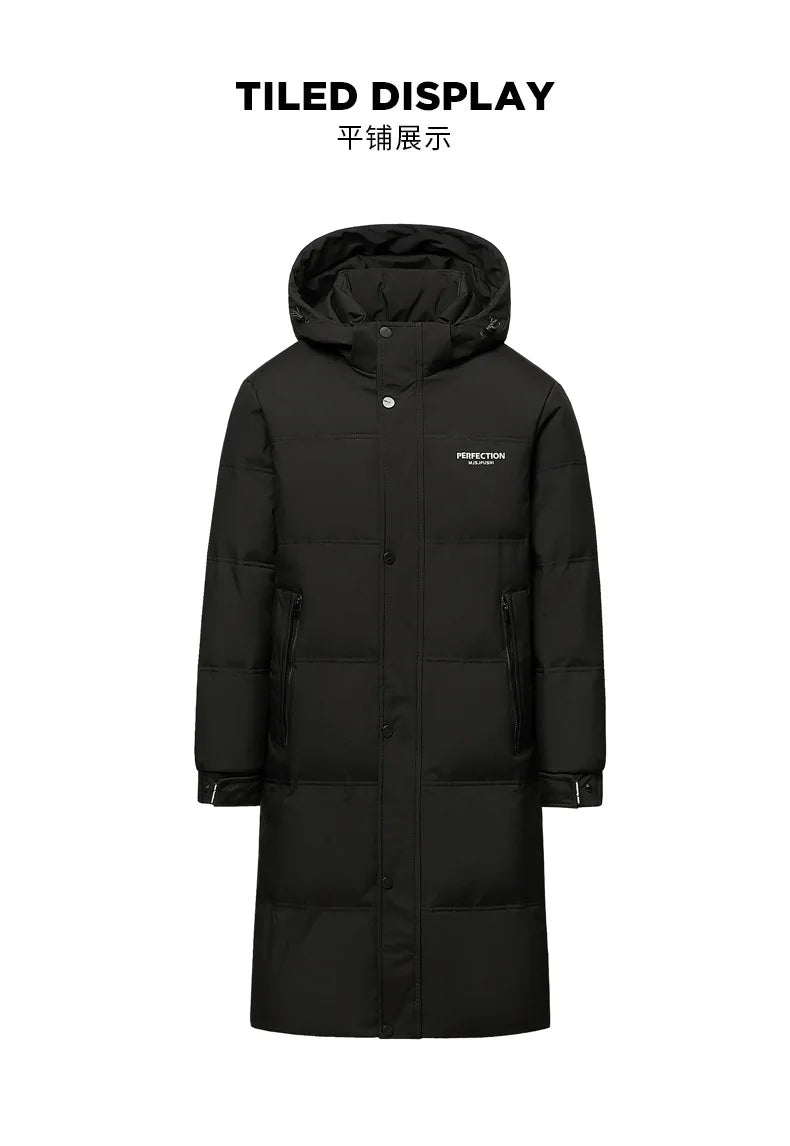 Winter Luxury Brand Men's Down Jacket Coat Parkas Padding Warm Puffer Jackets Long Man Jacket Knee Length Thickened Hooded HXY02