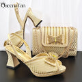 QueenaYan 2026 New Italian Pumps and Bag To Party  INS Style Open-Toe Rhinestone Elegant High Heels for Women Party