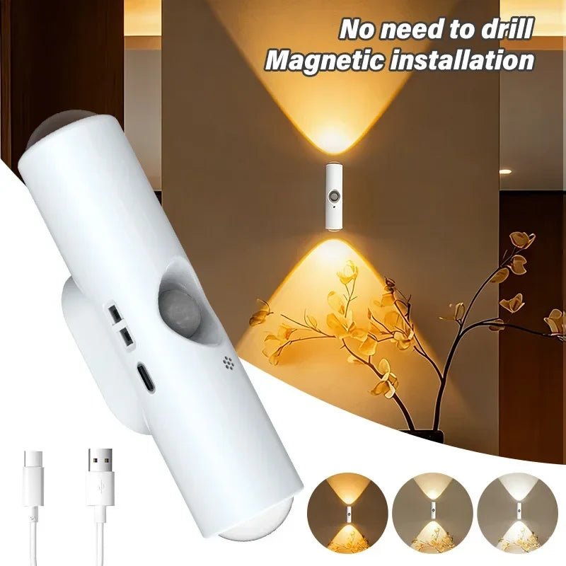 1~6Pcs Rechargeable Smart Motion Sensor Night Light LED Wall Light for Hallways Stairs Bedrooms Wardrobe Ambient Lighting