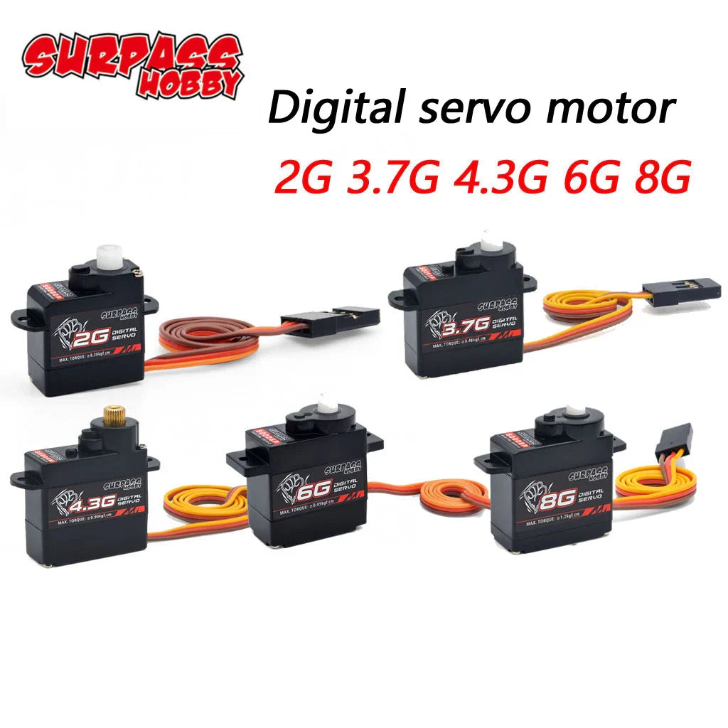 SURPASS HOBBY 2g 3.7g 4.3g 6g 8g Micro Digital Mini Servo Metal and Plastic Gear for Rc Drone Airplane Fixed-wing Car Robot