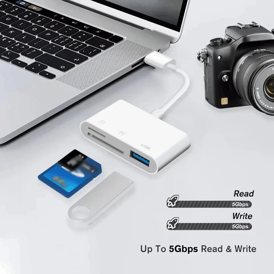 3 In 1 USB Type-C Adapter TF SD Memory Card Reader OTG USB C Card Connector For iPhone 16 15 Pro Max Plus Samsung Xiaomi Adapter