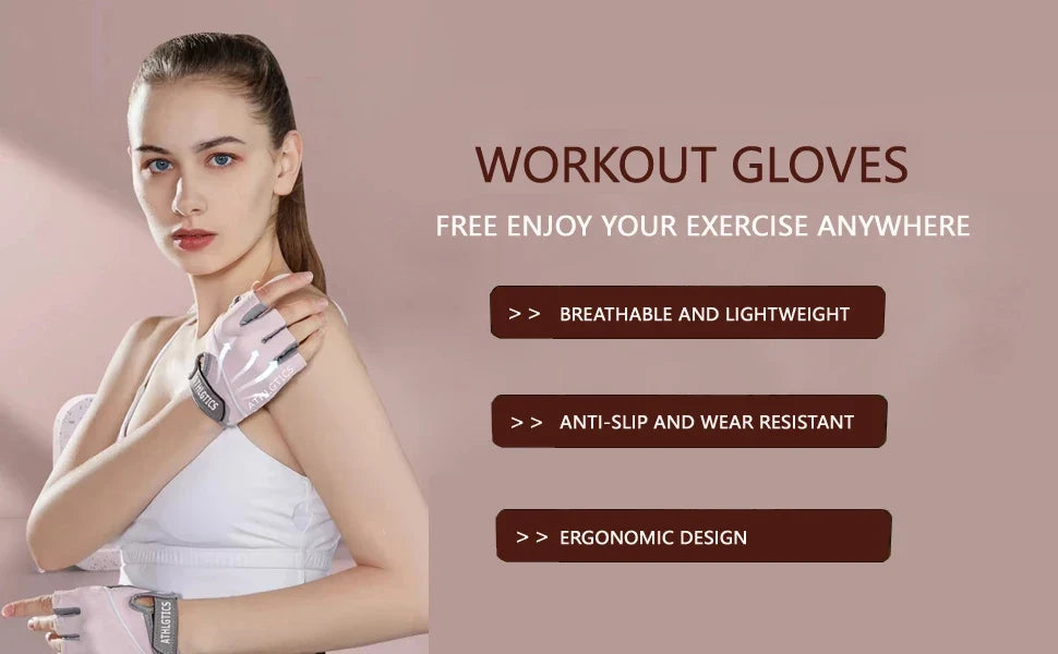 1Pair Breathable Cycling Gloves Workout Gym Gloves for Men Women Weight Lifting Fingerless Gloves Training Exercise Fitness