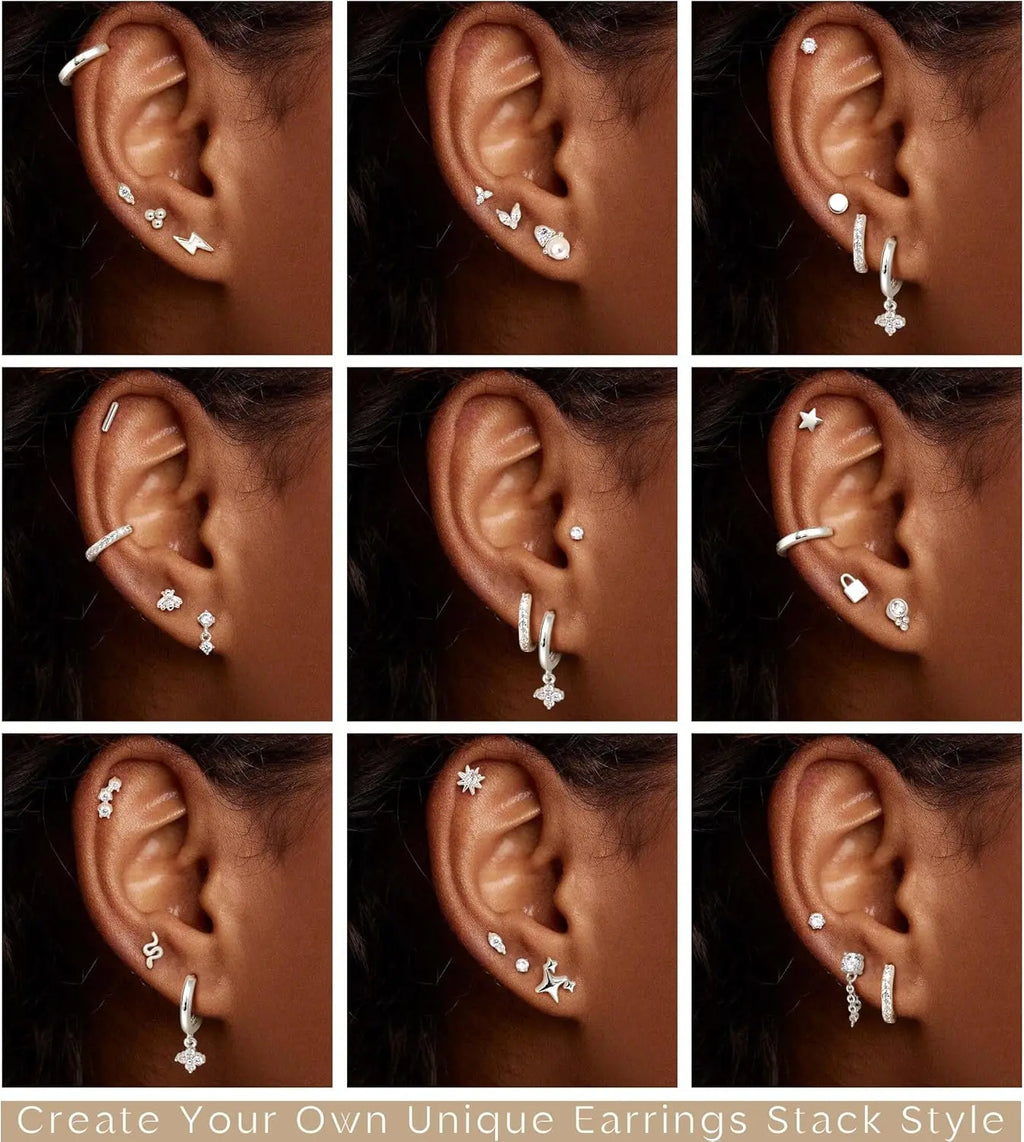 Bobisty 1pc Earrings for Sensitive Ears Surgical Stainless Steel Earrings for Women Dainty Flat Back Earring Stud Hoop Cartilage