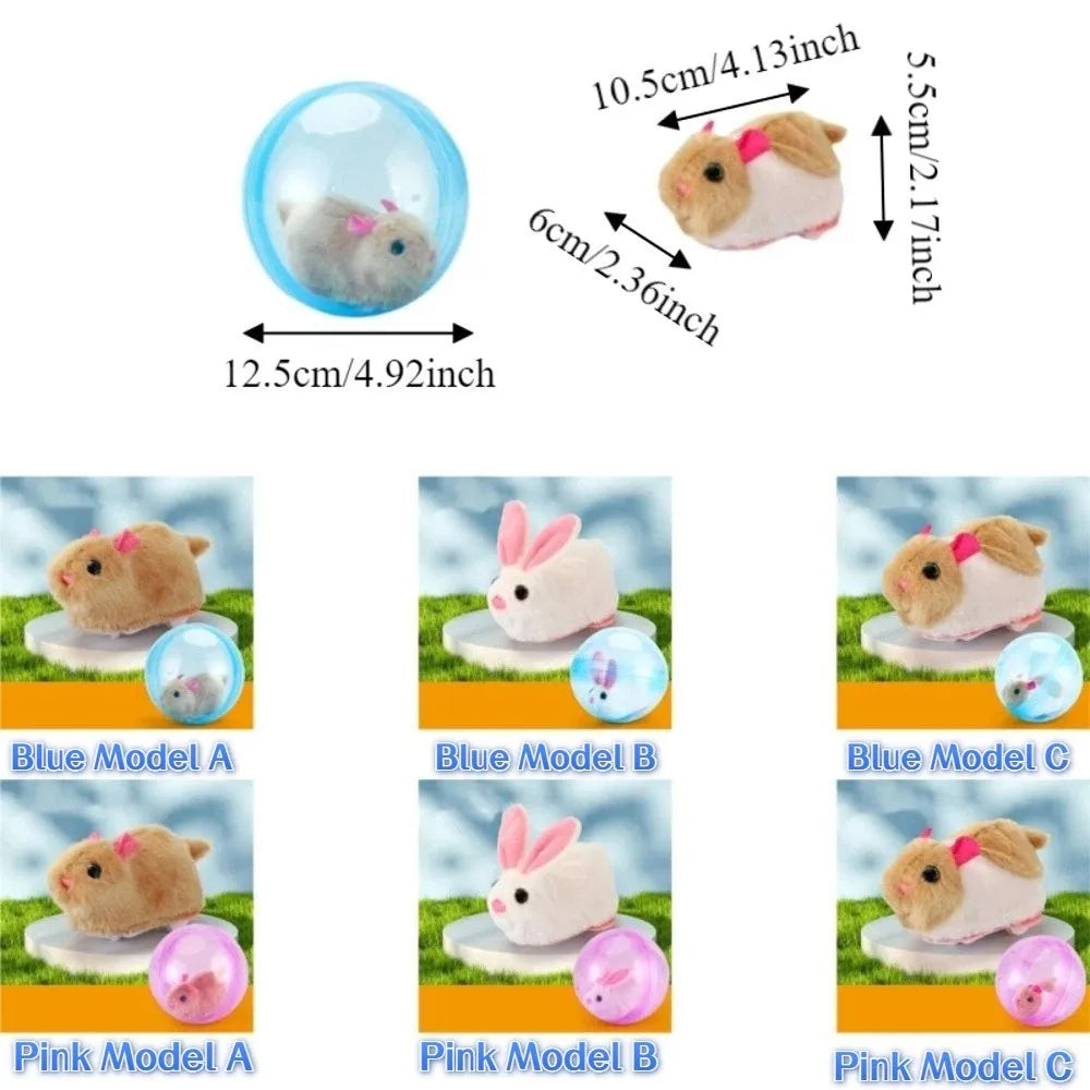 Transparent Cat Chasing Ball Built-in Plush Animal Plastic Interactive Cat Toy Realistic Rabbit Hamster Chasing Ball