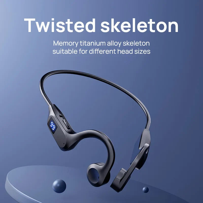 X7 Wireless Sports Earhook-Style Non-In-Ear Air Conductive Bluetooth Headset with Memory Card Insertion and LED Battery Display