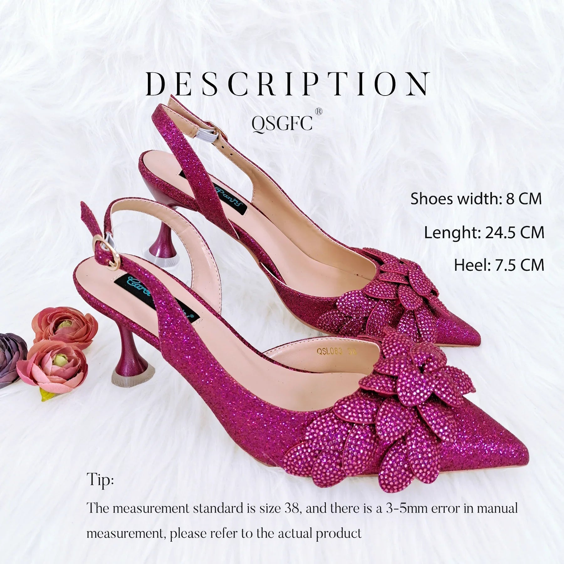 New Nigerian Best Selling Handmade Garland Gag and Shoes Fashionable Elegant Pointed Toe Women's Pumps Crystal Handle Clutch