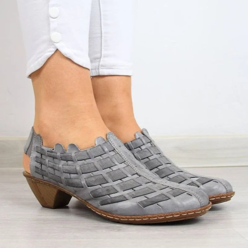 Comemore Women's Summer Sandals Pumps Spring Medium Heel 2025 Elderly Casual Ankle Boots Slip-on Shoes Summer Footwear for Woman