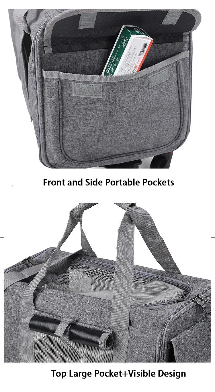 Pet Carrier with Wheels for Dogs Up To 15lbs & Cat  Airline Approved Dog Carrier Rolling Pet Carrier Foldable Pet Stroller