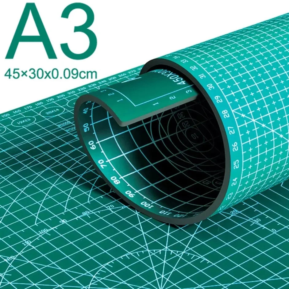 A3 Self-Healing Cutting Mat 45×30×0.09cm, Double-Sided Anti-Cut PVC Pad for Leather Craft, Student DIY Art Projects