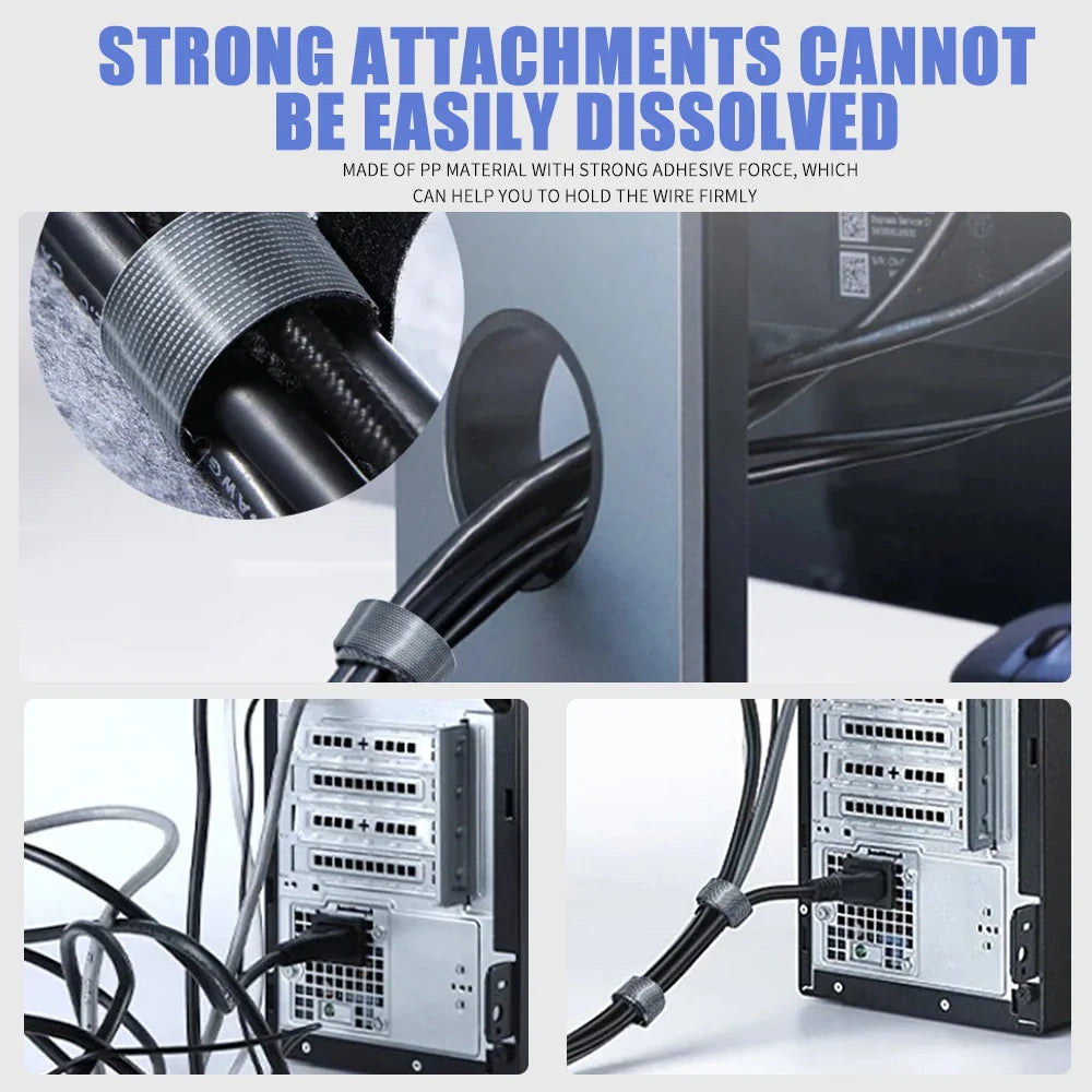 Reusable Hook Loop Cable Ties Wire Winder Organizer 1/2/3/5M For Desk Cable Management USB Mouse Earphone Cord Protector