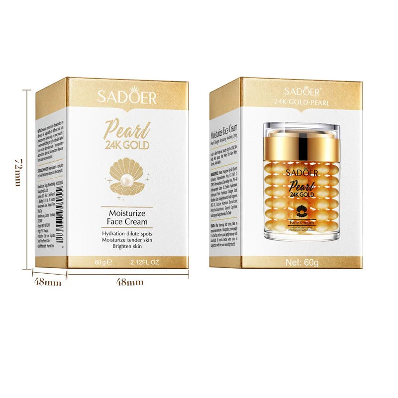 SADOER 24K Golden Pearl Collagen Face Cream Moisturizing Brightening Hydrating Firming Facial Cream Face Skin Care Products