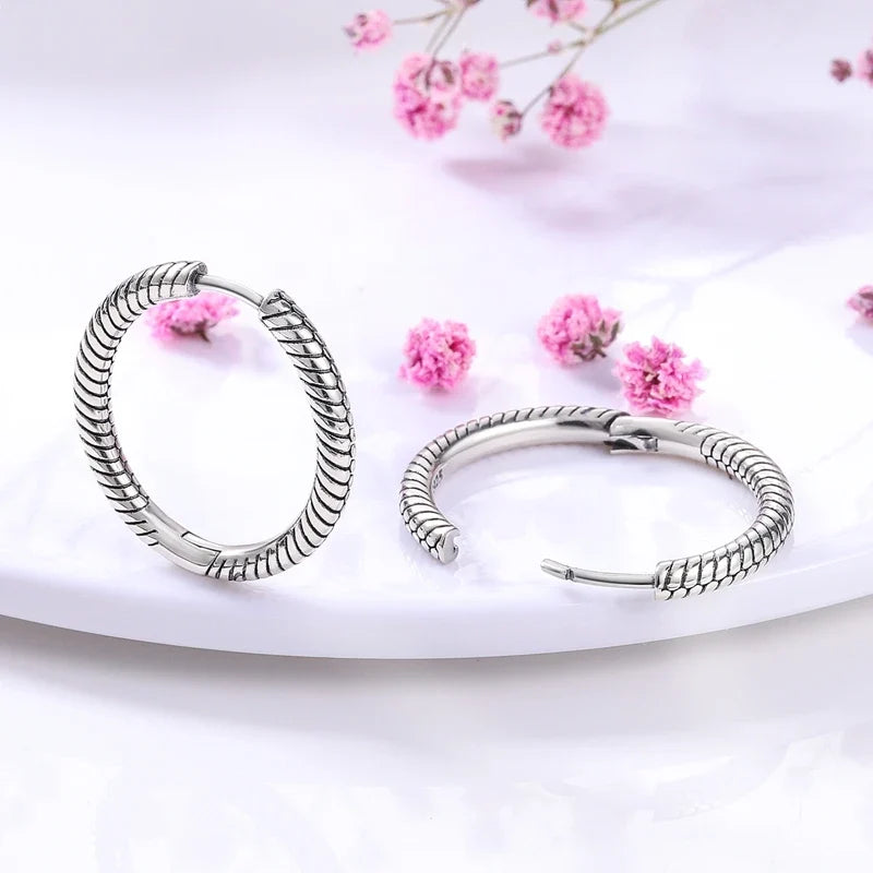 Genuine 925 Sterling Silver Love Feather Earrings Fit Original Charms Hoop For Women Girls Stud Earring Fine Jewelry Gifts