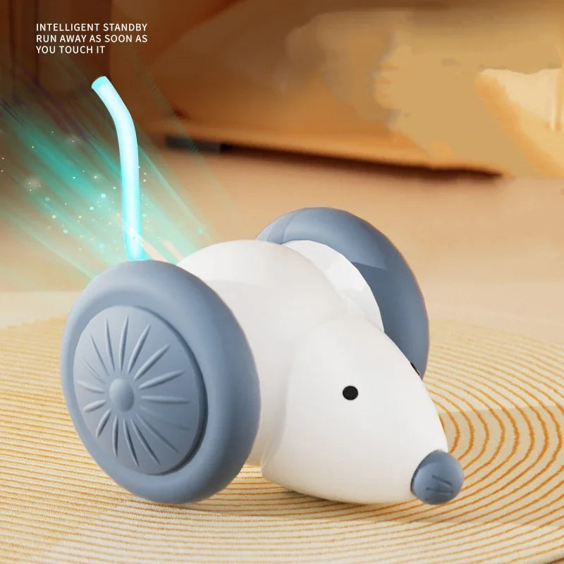 Interactive Cat Toy Electric Mouse Car Automatic Teaser Kitten Pet Toys Rechargeable Intelligent Obstacle Avoidance Cat Car Toy