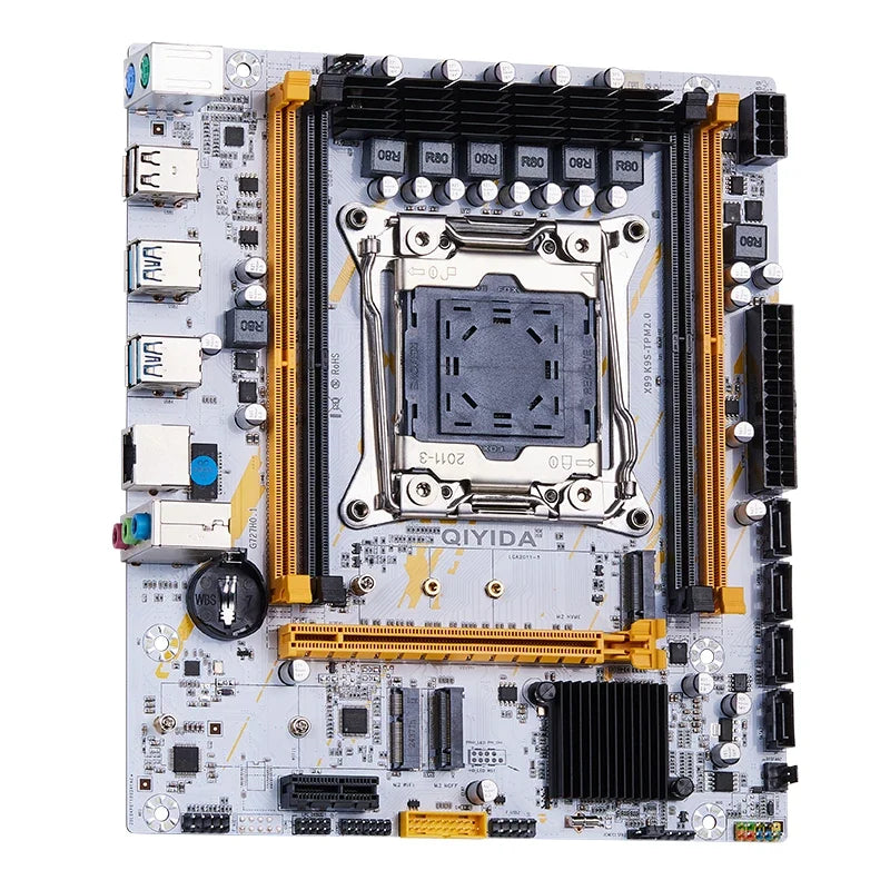 QIYIDA X99 Motherboard LGA2011-3 Slot SATA3.0 USB3.0 NVME M.2 NGFF WIFI Support DDR4 Memory and Xeon E5 V3 V4 Processor TPM14PIN