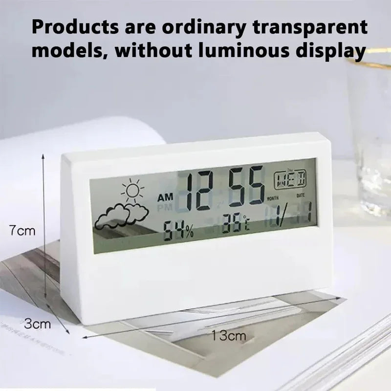 LED Thermometer Thermo-Hygrometer Multifunction Electronic Clock Temperature Humidity Meter Weather Station for Home With Alarm