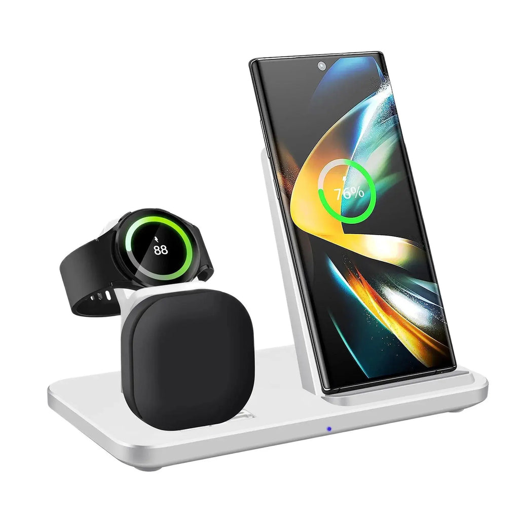 3 In 1 Wireless Charger Stand Pad for iPhone 16 15 14 13 12 Pro Max Airpods Pro 2 3 iWatch 10 9 8 7 6 Fast Charging Dock Station