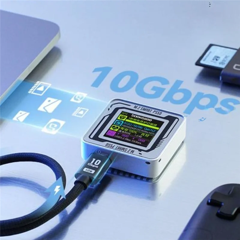 Well Made-LCD Display M. 2 Nvme SSD Enclosure 2230 Screen USB Type-C 3.2 Gen2 10Gbps Sliver