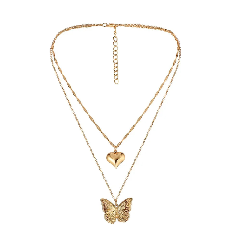 Vintage Butterfly Necklace Women Golden Stainless Steel Blade Snake Chains Aesthetic Charms Choker Women jewelry Gift To Mujer