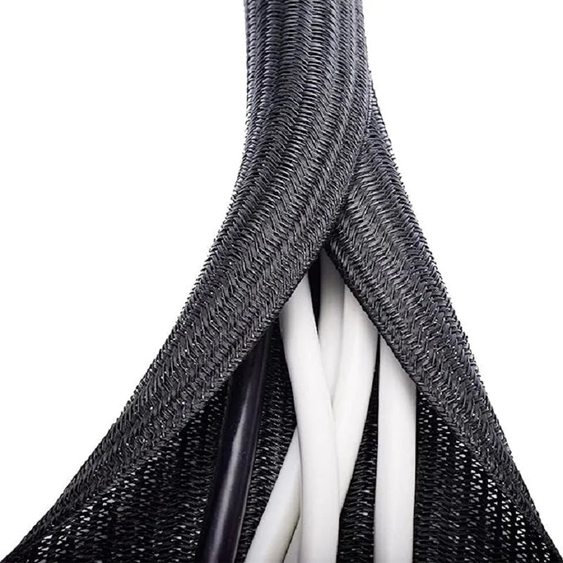 1M 3M 5M Braided Cable Sleeve PET Nylon Wrapping Cable Casing Cable Sleeves Wire for Desk PC TV Wire Protector Cable Wrap Cover