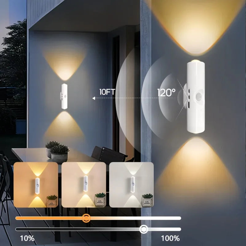 1~6Pcs Rechargeable Smart Motion Sensor Night Light LED Wall Light for Hallways Stairs Bedrooms Wardrobe Ambient Lighting
