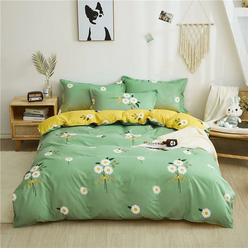 Lovely Cartoon King Size Duvet Cover Set 220x240 Skin Friendly Double Bed Quilt Cover Blanket Comforter Cover and Pillowcase