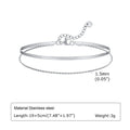 Silver Color Anklet Bracelets for Women Waterproof, Stainless Steel Layered Cuban Chain Herringbone Anklets Summer Beach Gift