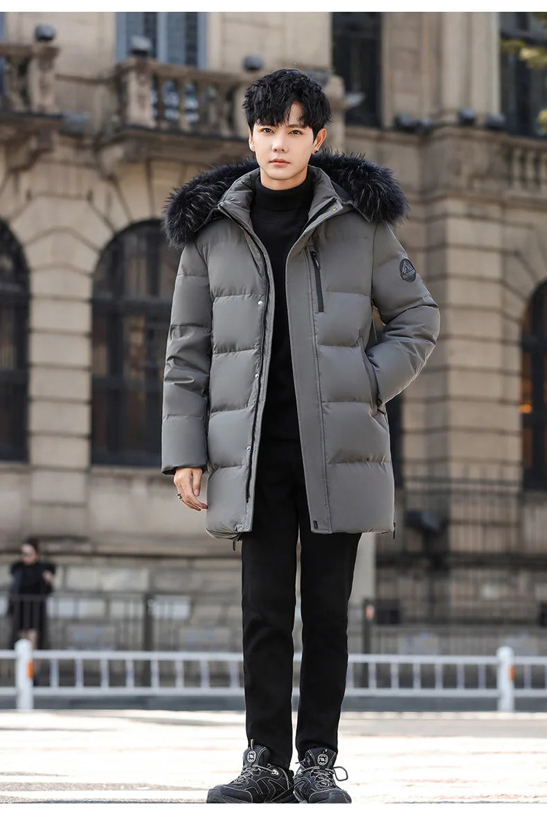 High Brand White Goose Down Jacket Coat Parka Men's Clothing Winter Padded Puffer Jackets Luxury Hooded Padding Outerwear HWY309