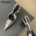 Eilyken New Fashion Pointed Toe Mules Women Pumps Sandals Summer Spring Patent Leather High Heels Ladies Shoes