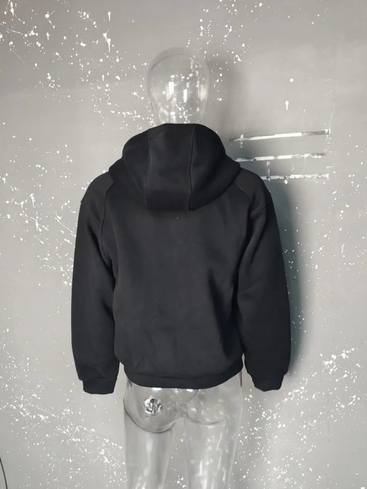 PFNW New Autumn Men's Sweatshirt 2025 Solid Color With Hat Long Sleeve Zipper Korea Fashion Male Tops 28W8776