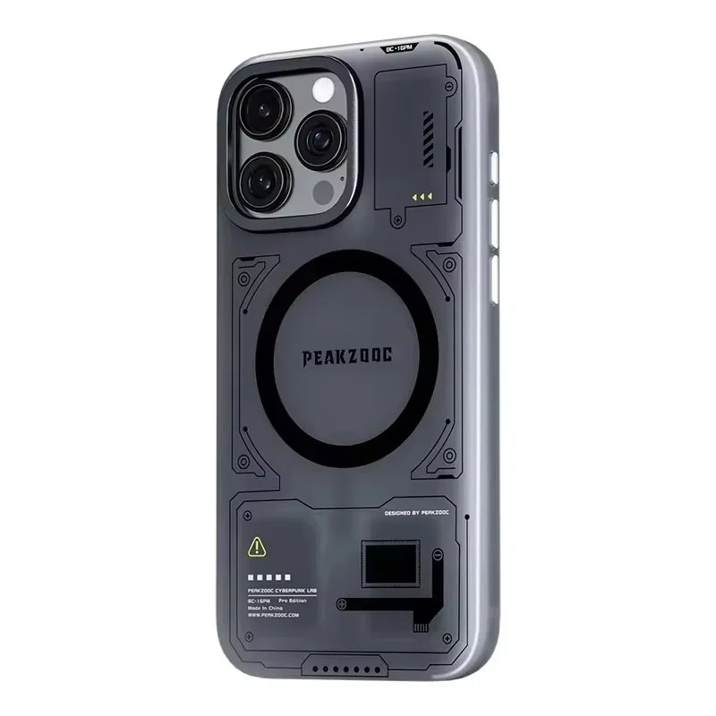 Peakzooc Cyber Memory Card Phone Case Magnetic Bracket SIM Card/SD/TF/Memory Card Storage Manager for IPhone 15/16 Pro Max Gift