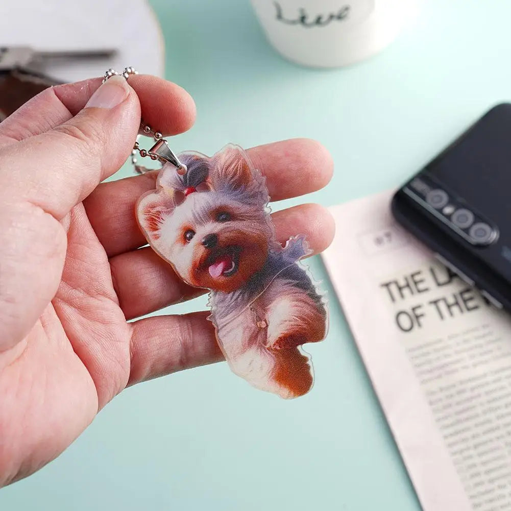 Auto Yorkshire Terrier Dog Acrylic Pendant Versatile Charm Cute Puppy Keychain Car Mirrors Backpacks Home, Festive Party Decor