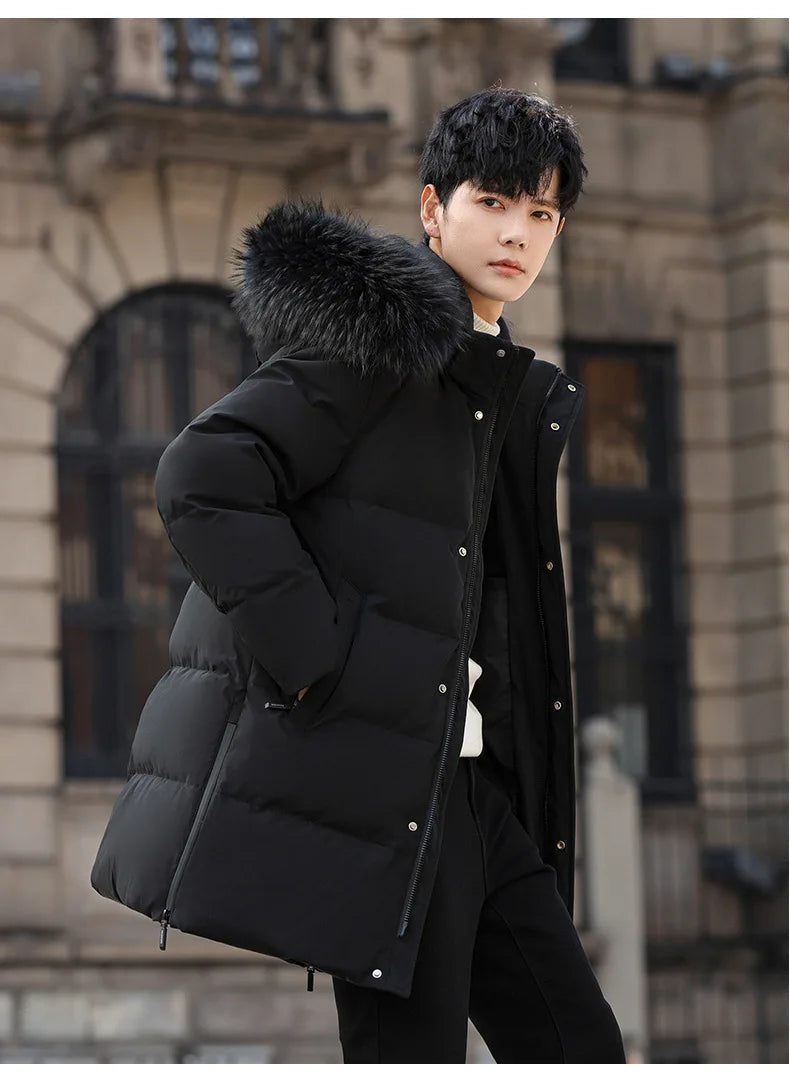 High Brand White Goose Down Jacket Coat Parka Men's Clothing Winter Padded Puffer Jackets Luxury Hooded Padding Outerwear HWY309
