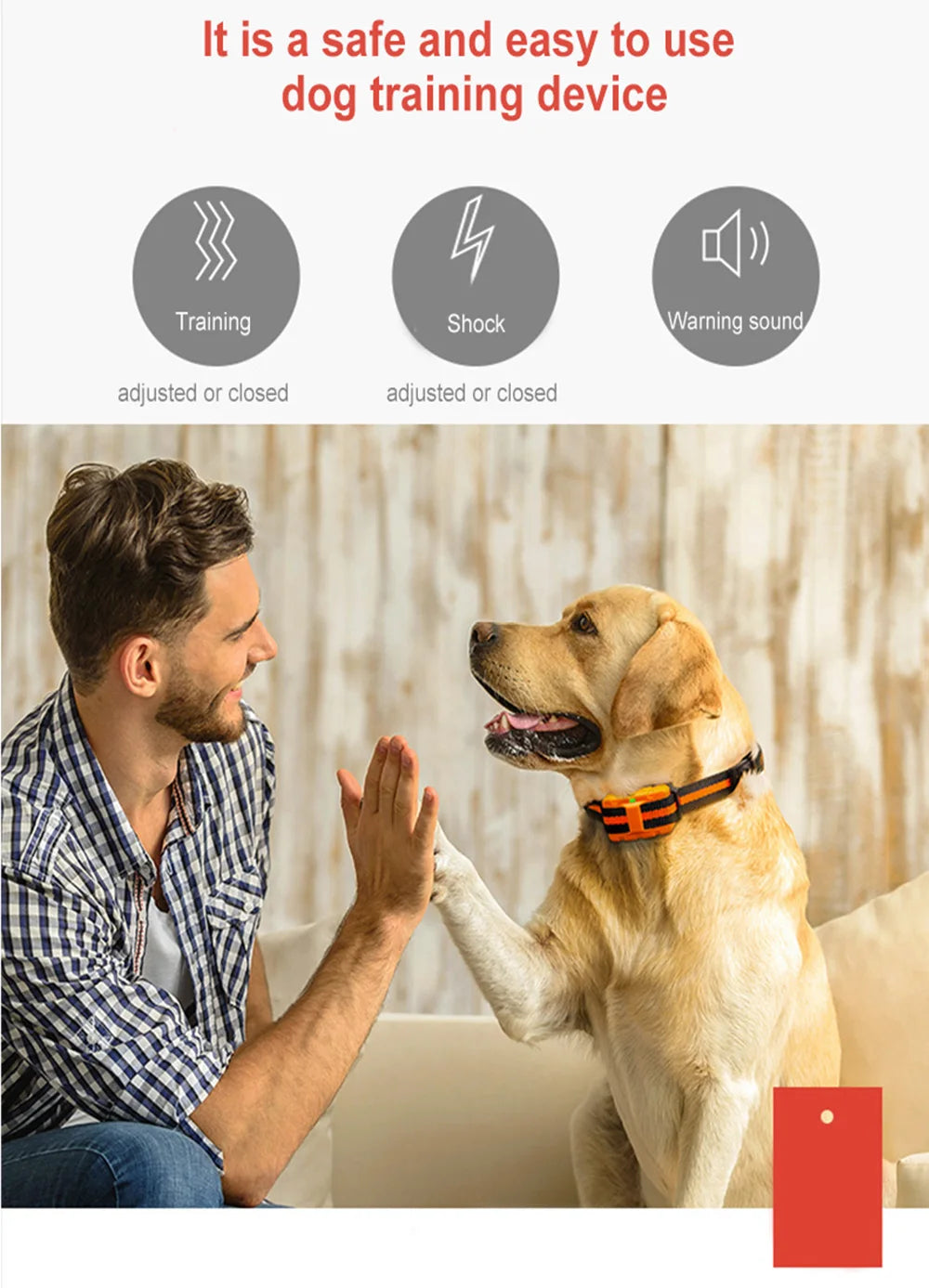 Electric Dog Training Dog Shock Collar Device Waterproof Remote Control Anti Barking Rechargeable Sound Vibration Dogs Collar