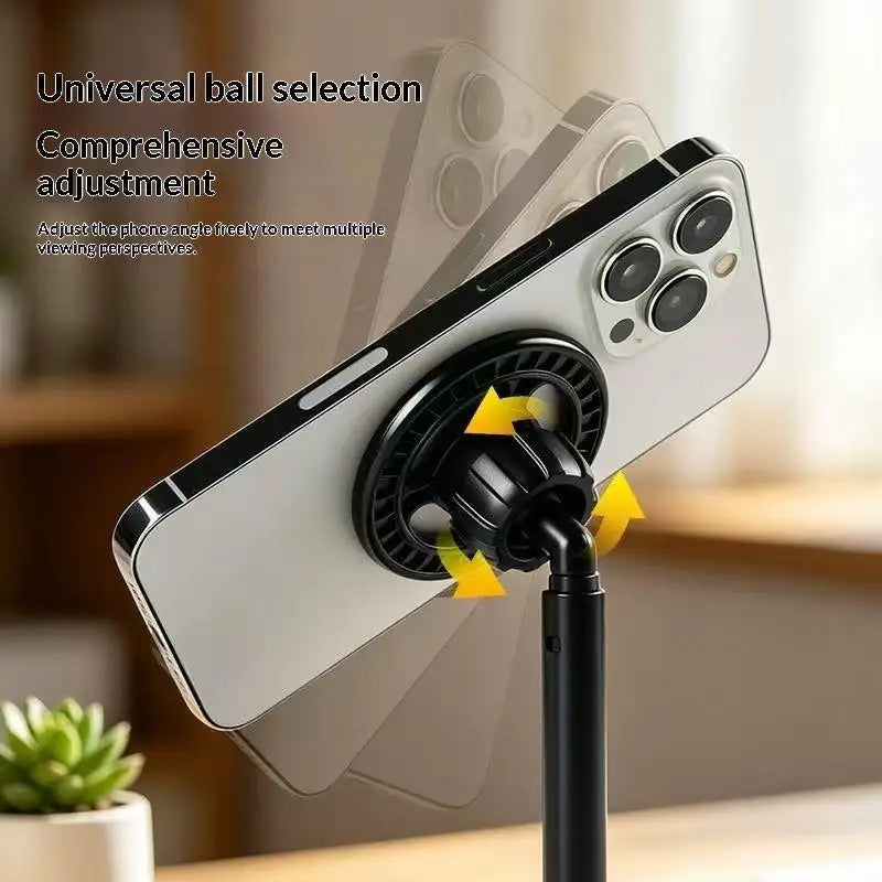 New··Adjustable Magnetic Phone Stand With Telescopic Pole And 360 Degree Rotation Desktop Holder For Compatible Smartphones