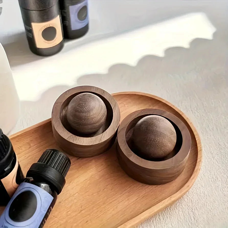 Car Wooden Essential Oil Diffusers-Spherical Design Natural Fragrance Dispersion Bedroom Decor Diffuser Car Home Room Fragrance
