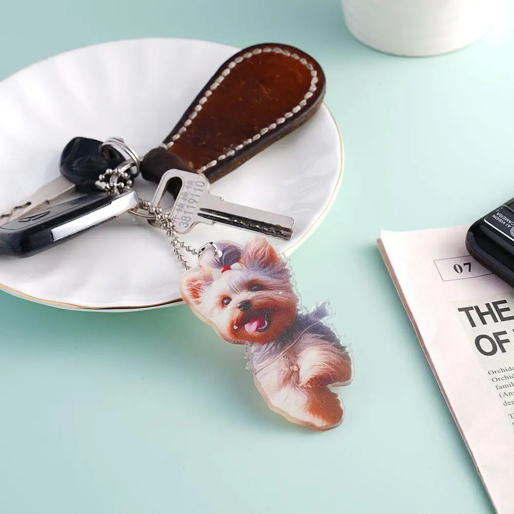 Auto Yorkshire Terrier Dog Acrylic Pendant Versatile Charm Cute Puppy Keychain Car Mirrors Backpacks Home, Festive Party Decor