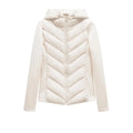 ETJ 2025 new  women's elegant fashion patchwork long sleeve standing collar hooded cotton jacket sport coat 8073227