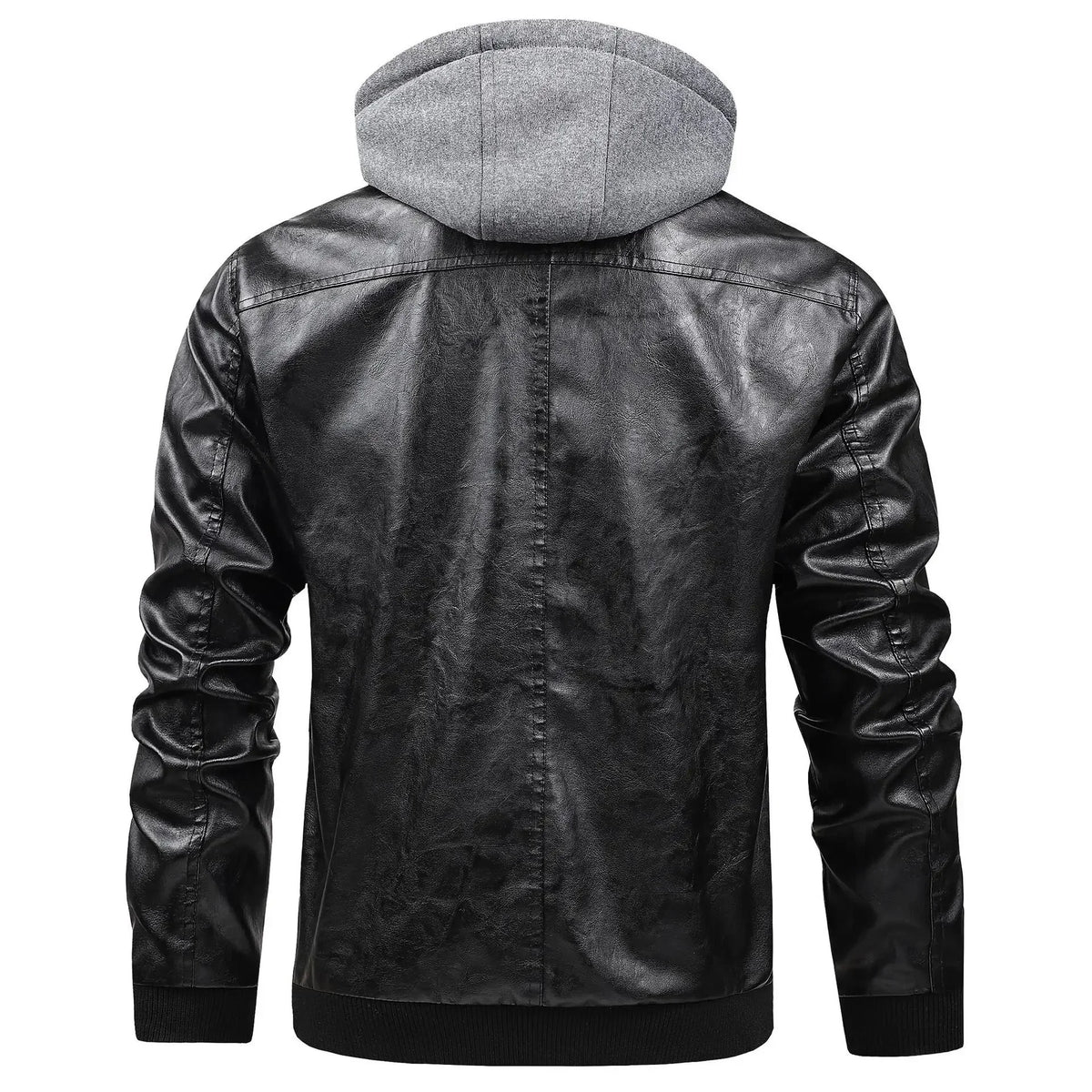 US Size Luxury Quality PU Jacket Men New Winter Faux Two-Piece Hooded Leather Jacket Casual Coat