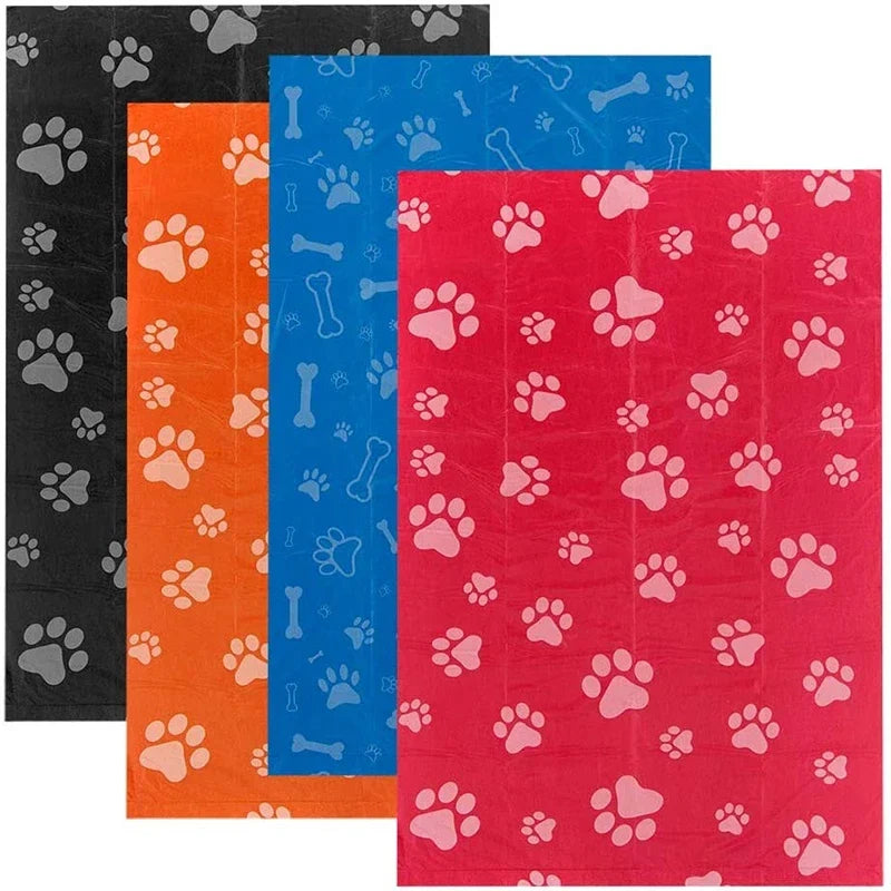 Random Color Cartoon Paw Graphic Dog Poop Bags Pet Poop Bags Leak-Proof Dog Waste Bags For Pet Supplies