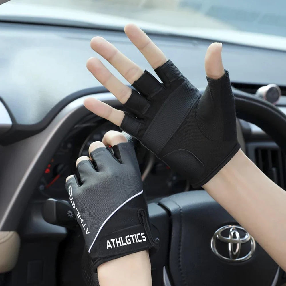 1Pair Breathable Cycling Gloves Workout Gym Gloves for Men Women Weight Lifting Fingerless Gloves Training Exercise Fitness