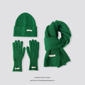 Knitted Winter Scarf Woman Solid Color Hat Scarf Gloves Women's Windproof Adult Three-piece Set Fashion Women's Scarf Hat Set