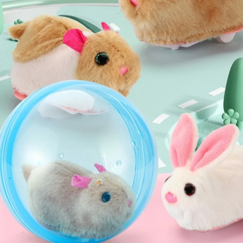 Transparent Cat Chasing Ball Built-in Plush Animal Plastic Interactive Cat Toy Realistic Rabbit Hamster Chasing Ball