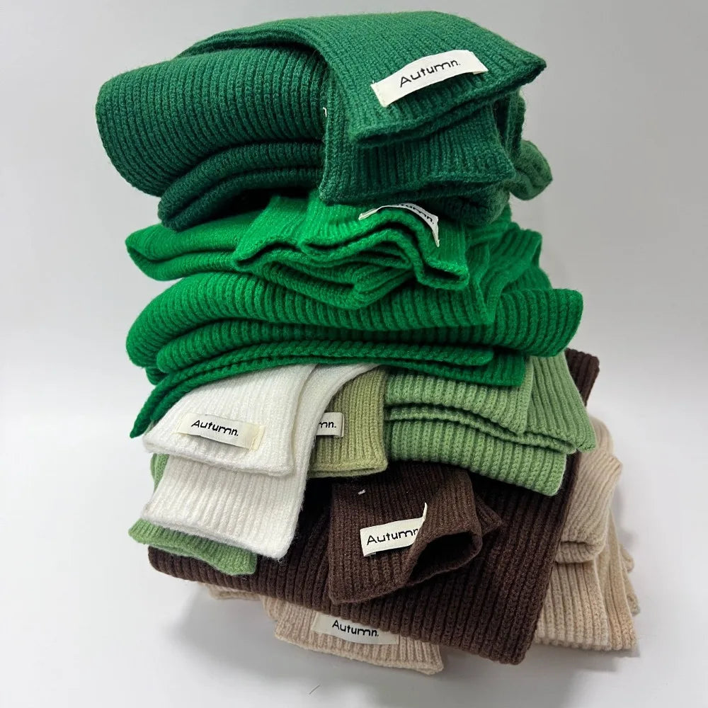 Knitted Winter Scarf Woman Solid Color Hat Scarf Gloves Women's Windproof Adult Three-piece Set Fashion Women's Scarf Hat Set