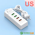 Multi Ports USB C Charger Power Strip PD Type C Fast Charging Wall Charger Socket Quick Charge 3.0 EU/US/UK Plug Power Adapter