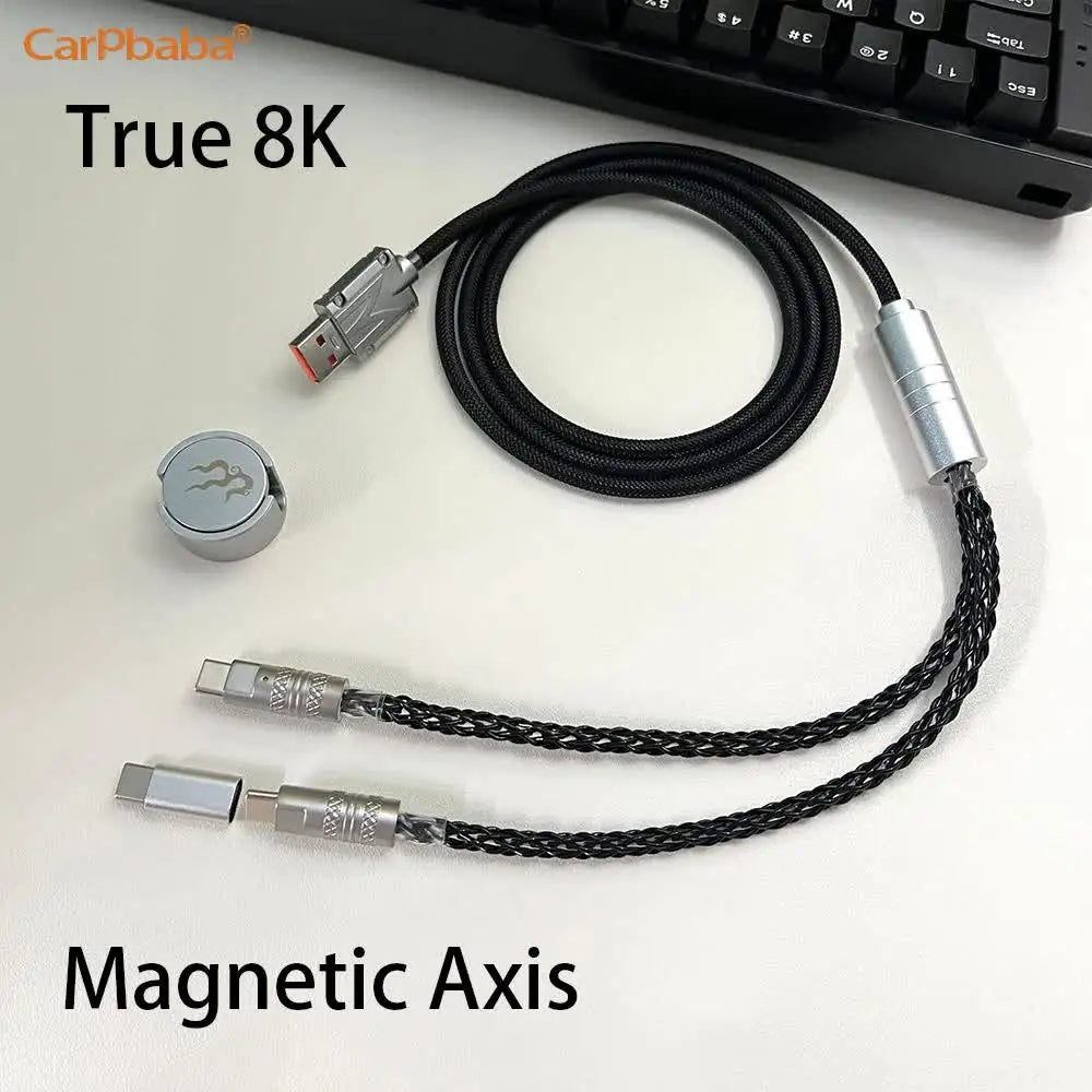 Magnetic Control Lighting Supports 8k Dual 1 in 2 Type-C Magnetic Axis Keyboard Cable Mechanical Keyboard Cable Usb to Type C