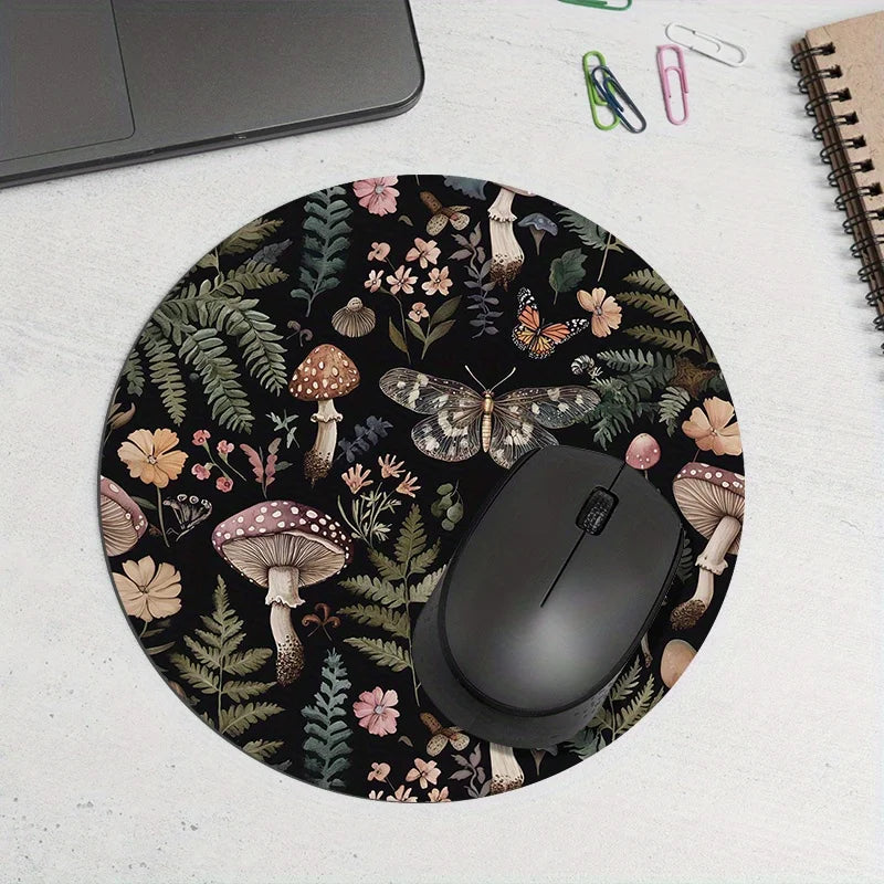 Round Forest Plant Mouse Pad Rubber Non-Slip Office Keyboard Mat Desk Pad Gamer Setup Decoration Playmat Desktops Desk Organizer